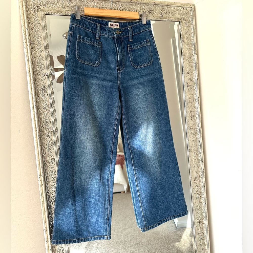 SALE GUESS Urban Outfitters High Waisted Flare & Wide Leg Blue Denim Jeans